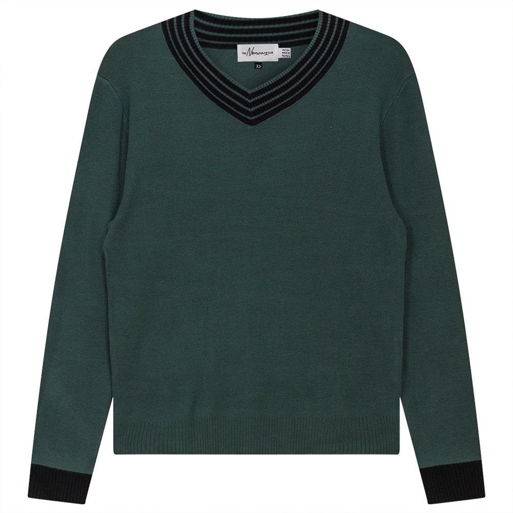 V Neck Sweater in Basil by The Norway Club