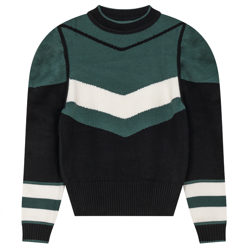 Striped Knit Sweater in Black Basil Off White by Birch