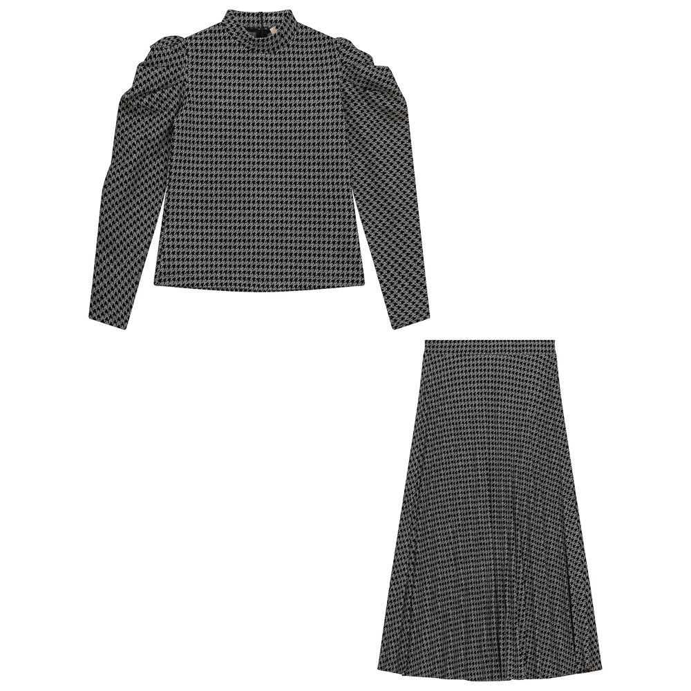 Knit Hound Tooth 2 PC Set in Black by Club Malibu