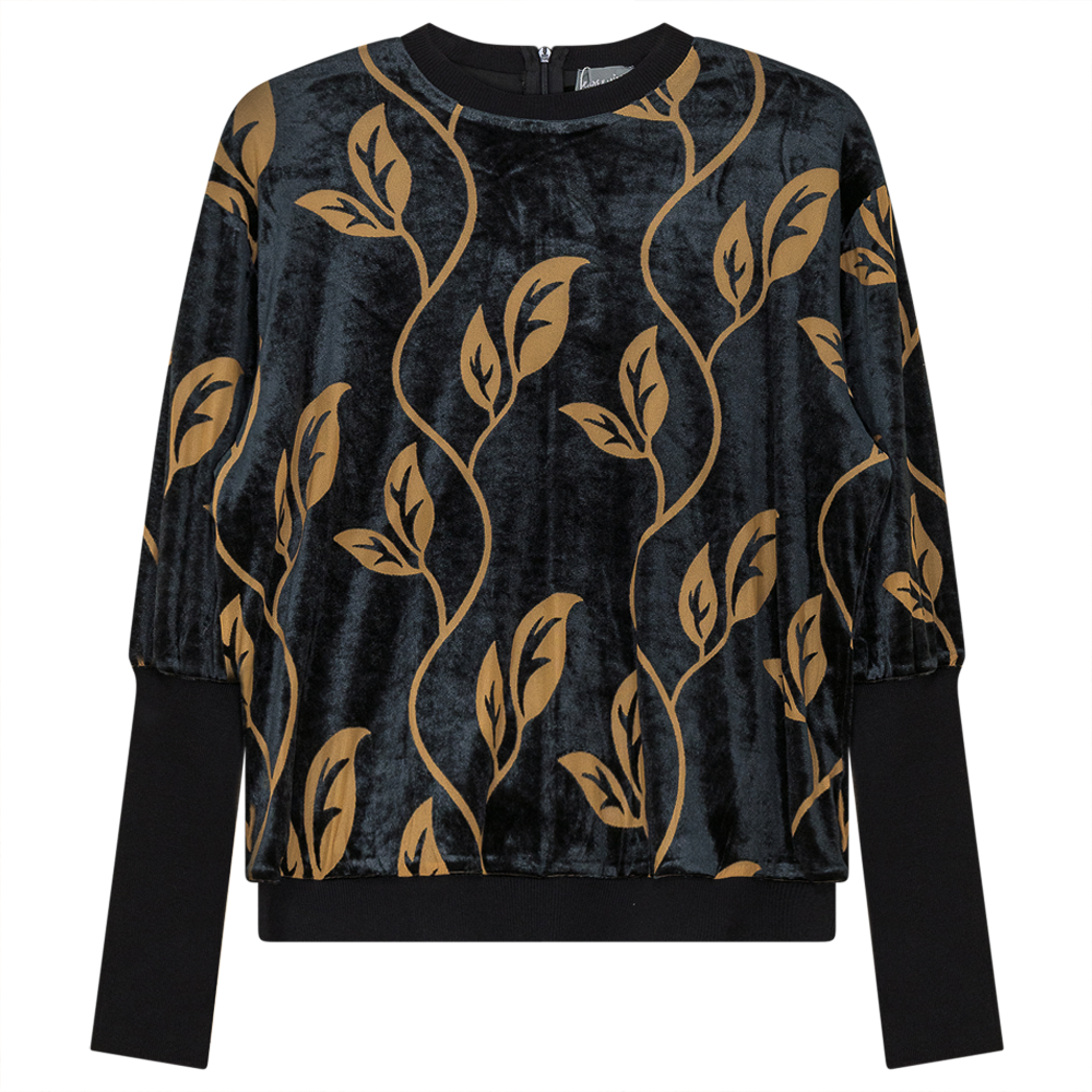 Flocked Velour Rib Bubble Top in Black Rust by Mademoiselle