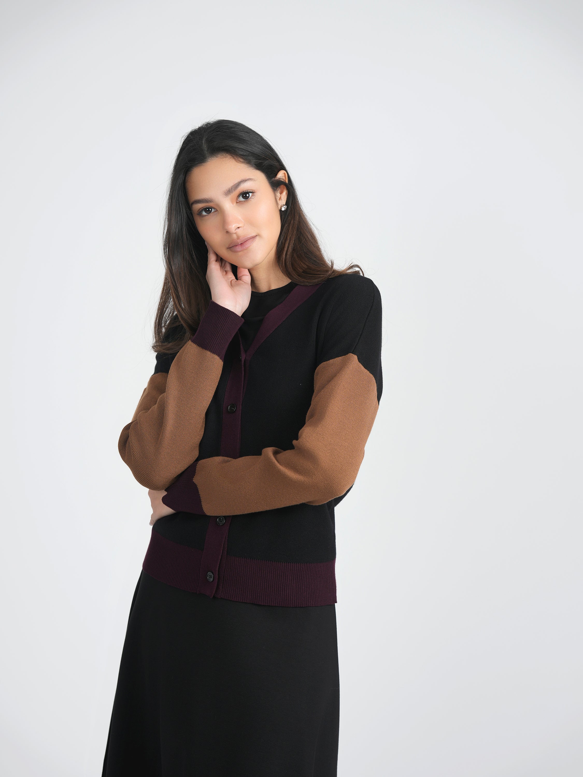 Color Blocked Knit Cardigan in by Coco