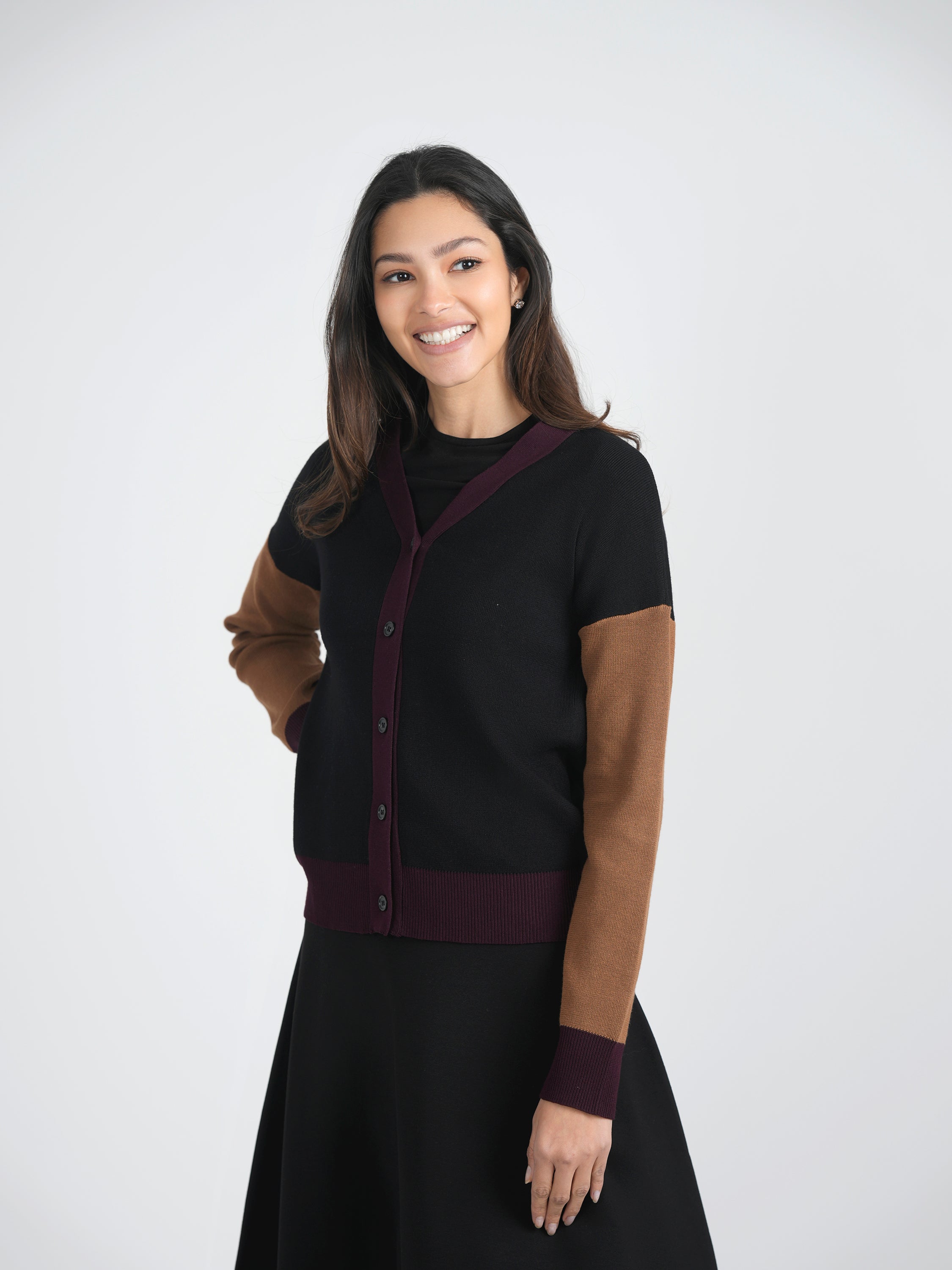 Color Blocked Knit Cardigan in by Coco