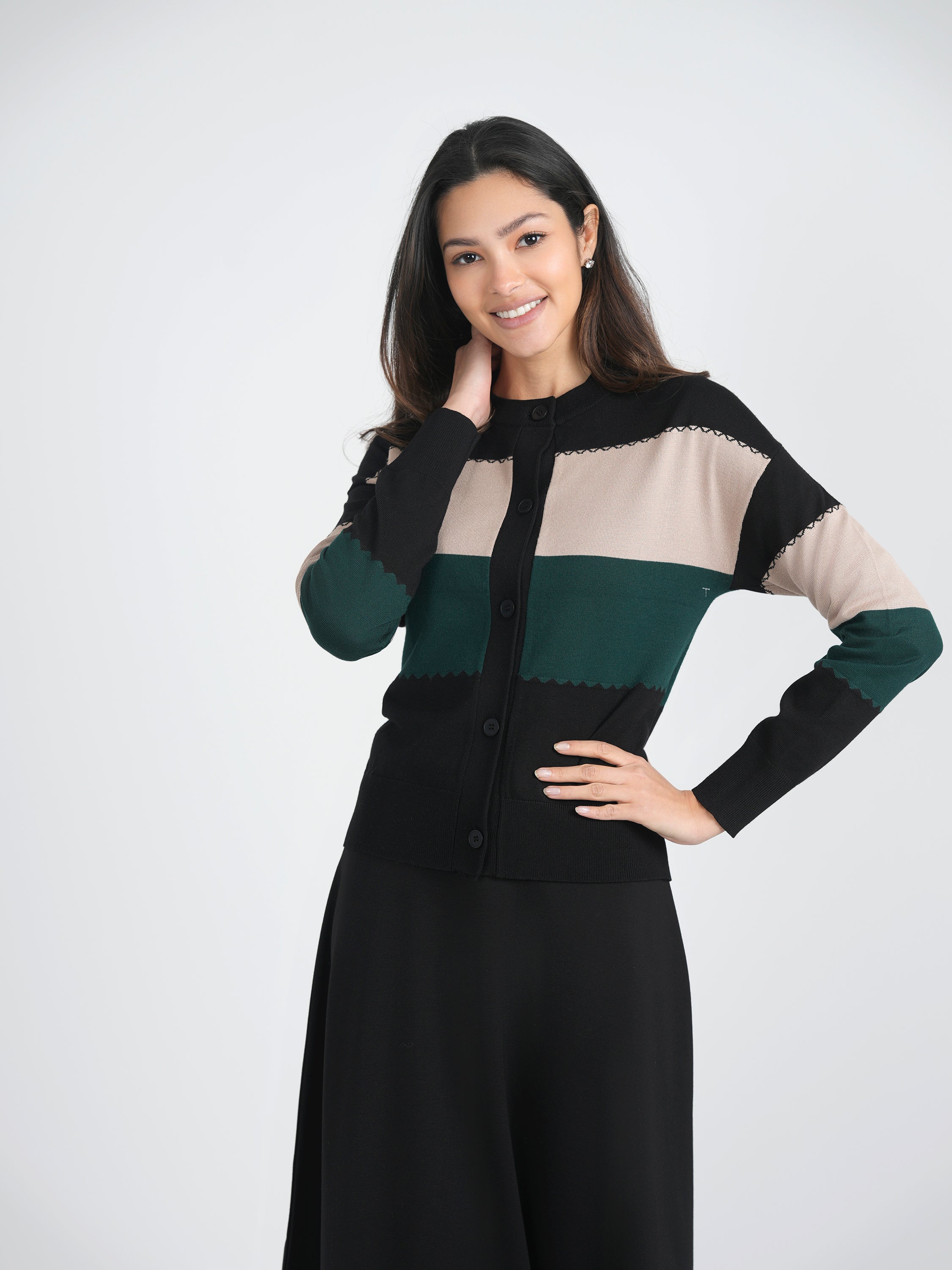 Striped Knit Cardigan in by Spades