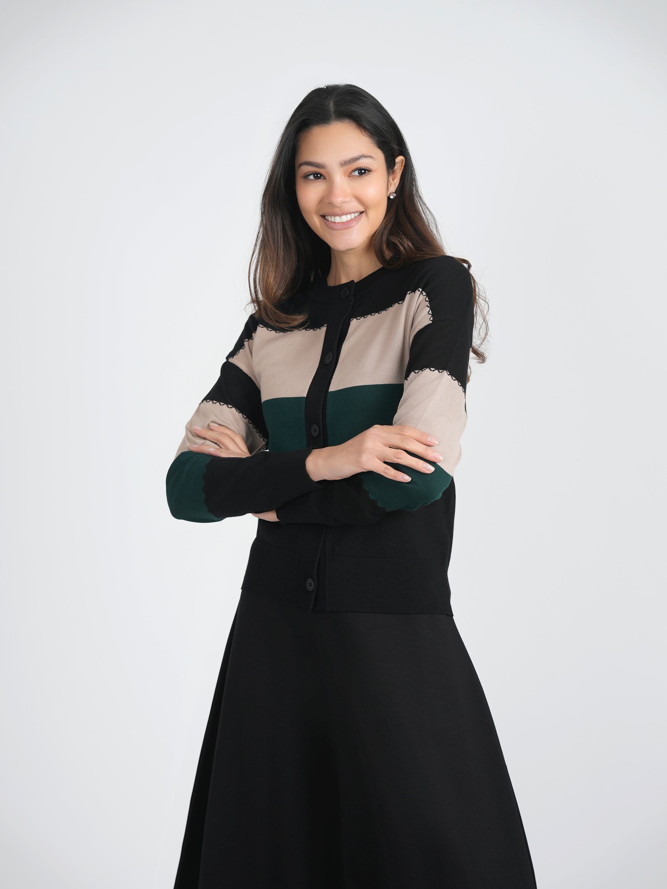 Striped Knit Cardigan in by Spades