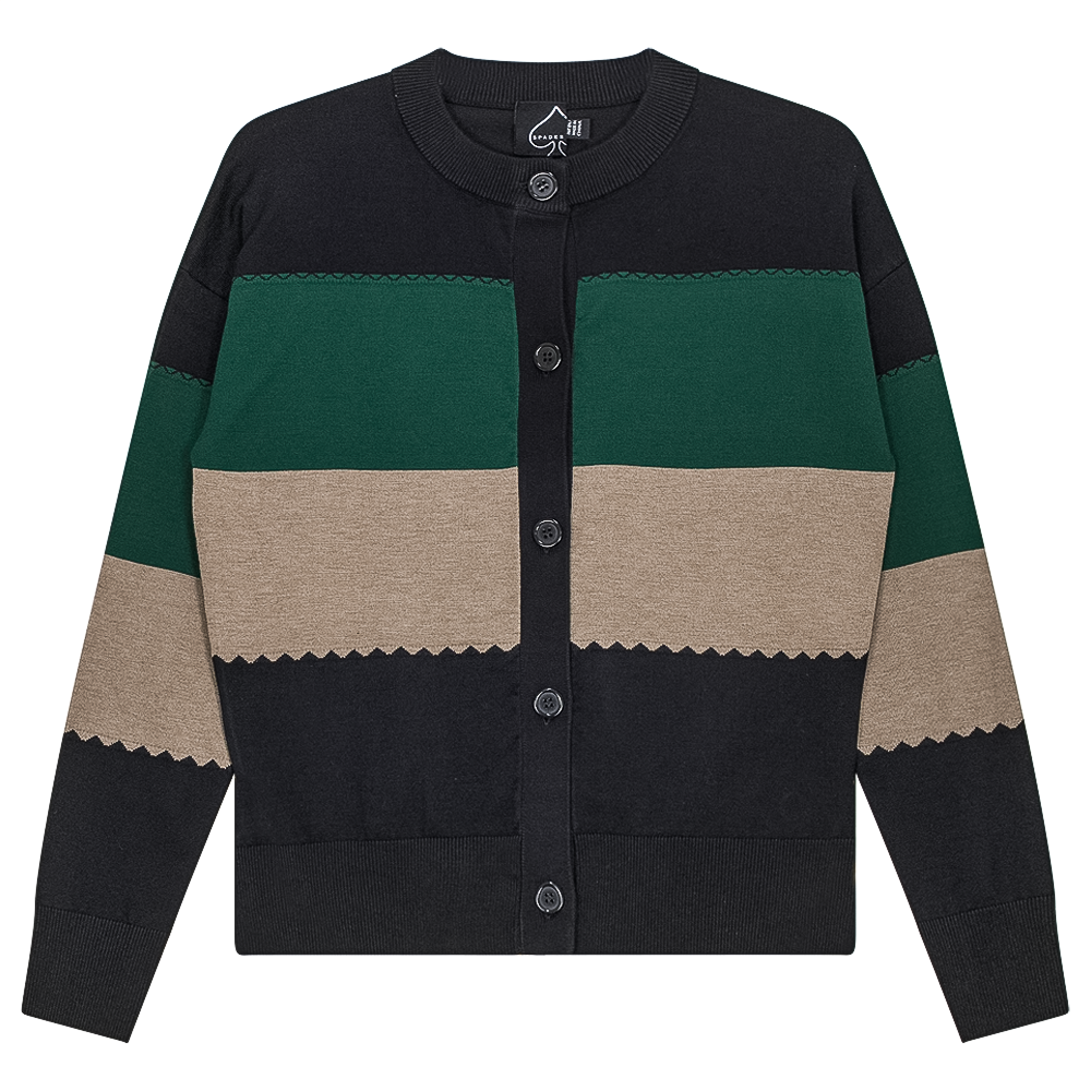 Striped Knit Cardigan in Black Stone Forest by Spades