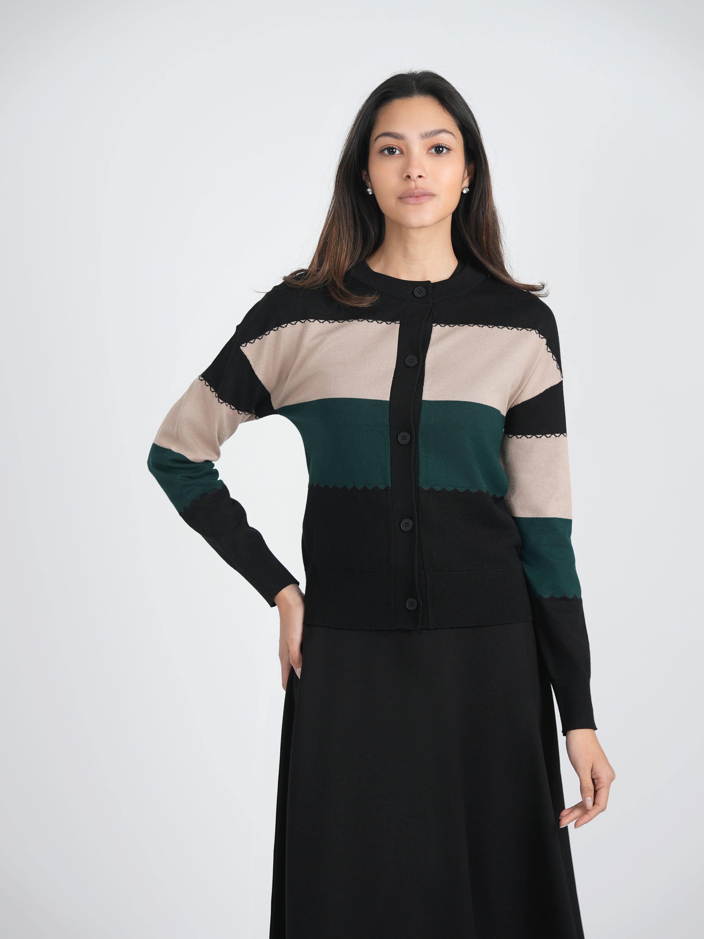 Striped Knit Cardigan in by Spades