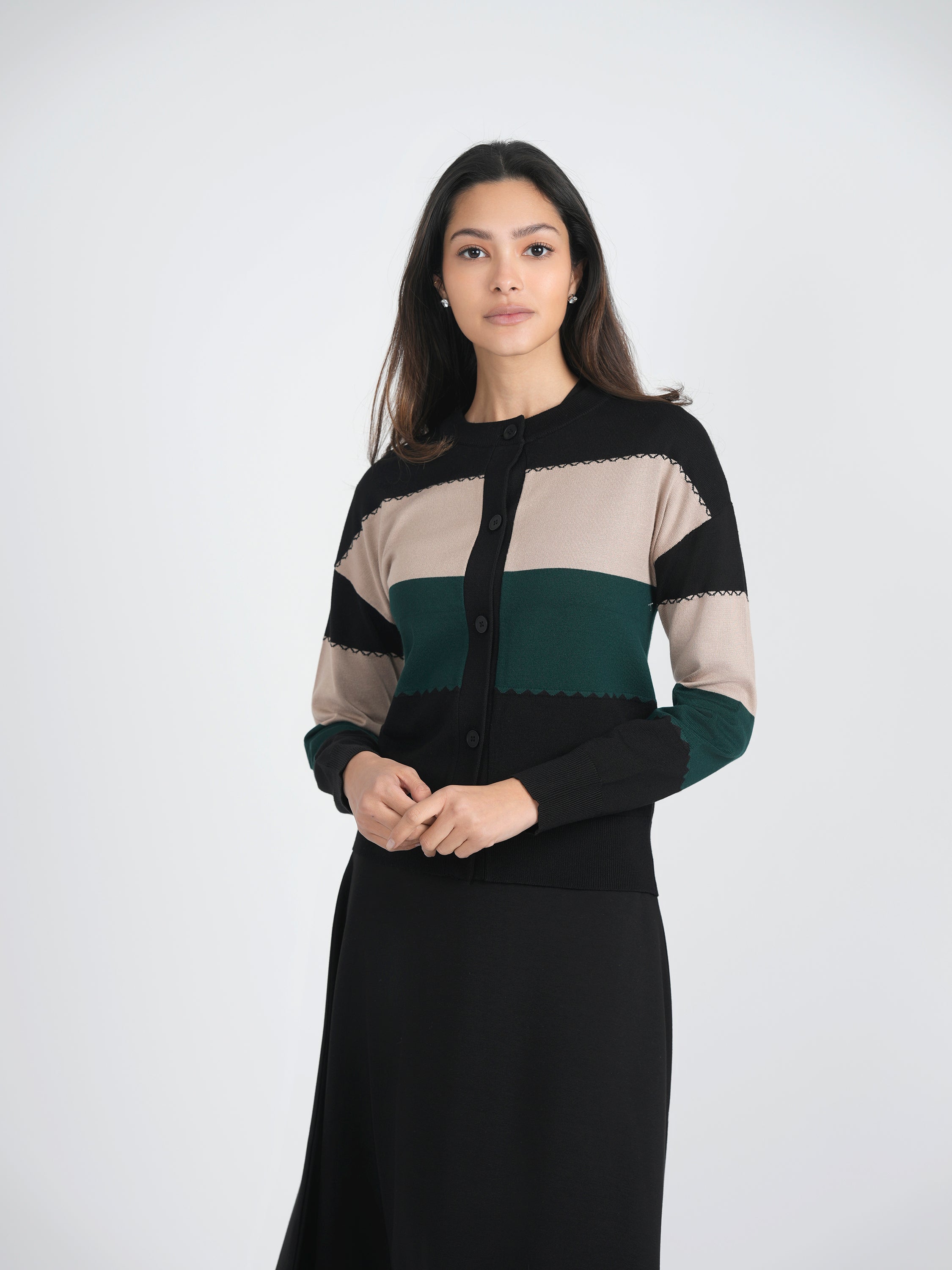 Striped Knit Cardigan in by Spades