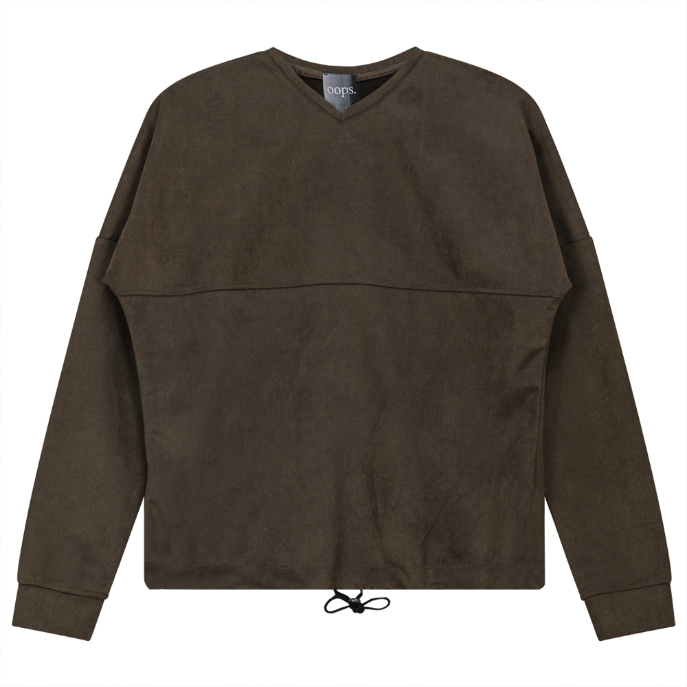 Suede Bungee Sweat Shirt in Mocha by Oops