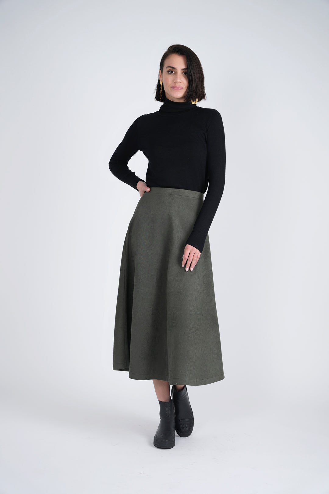 Suede A-Line Midi Skirt Ladies Skirt by {{ product_vemdor}}