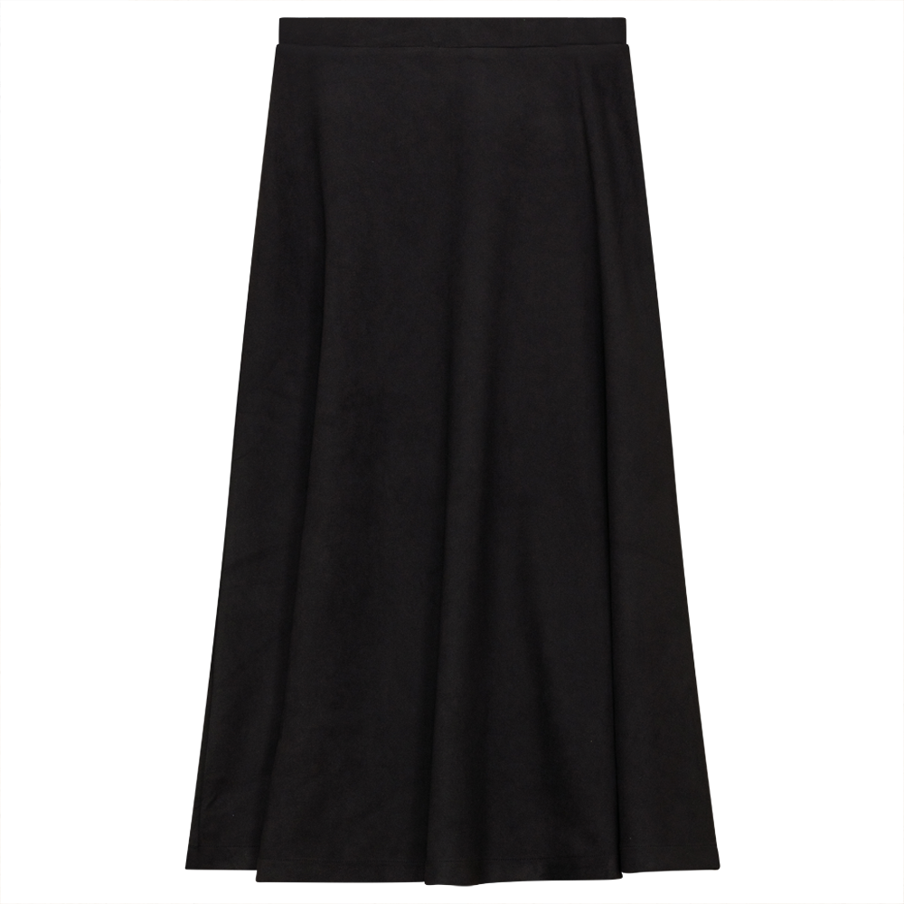 Suede A-Line Midi Skirt in Black by Oops