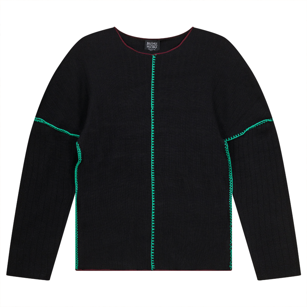 Contrast Piping Sweater in Black by BuHu