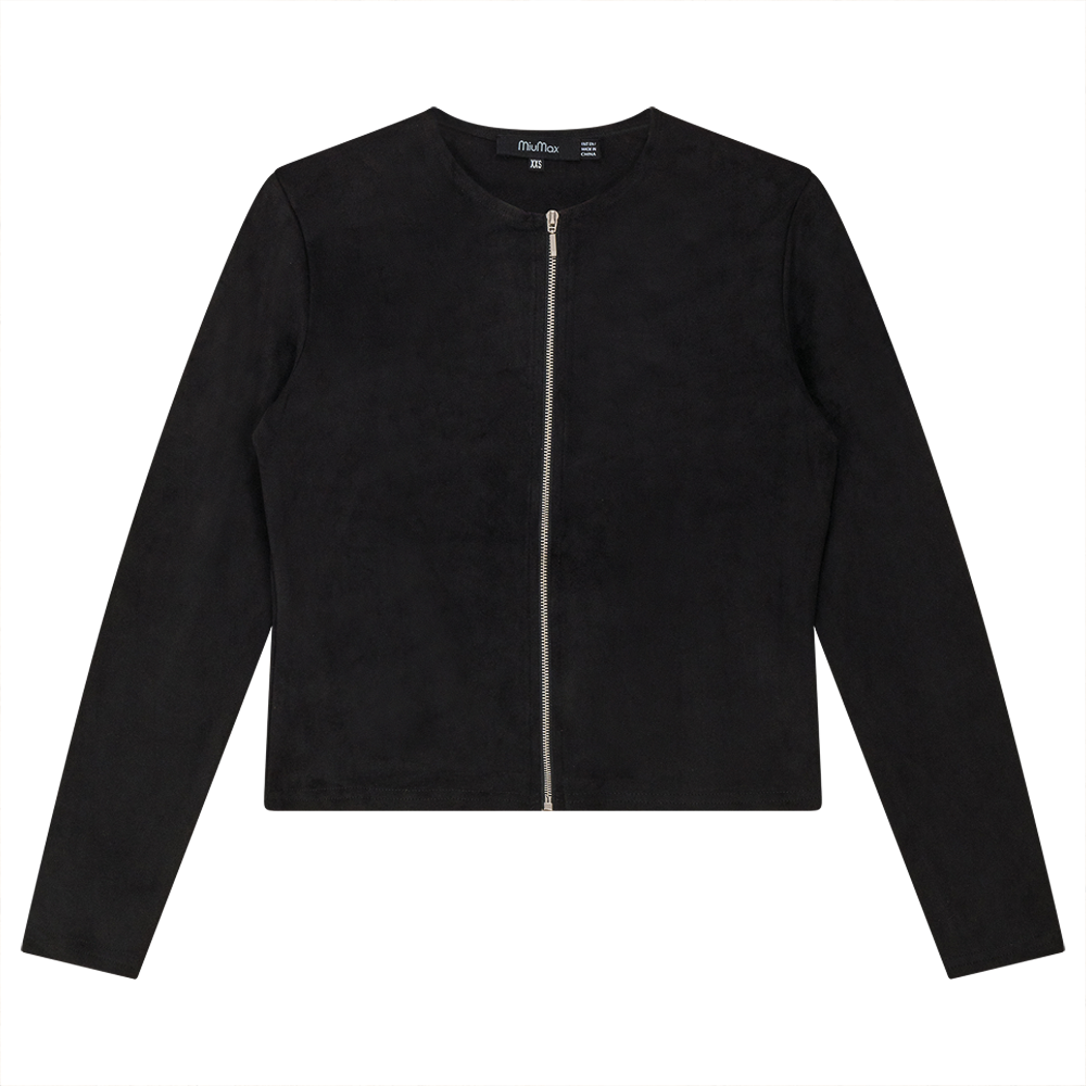 Ladies Suede Zip Jacket in Black by MiuMax