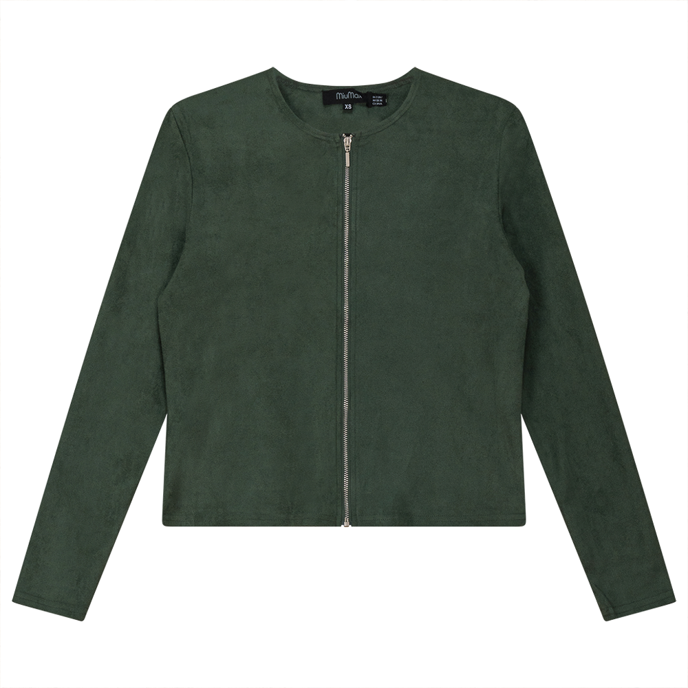 Ladies Suede Zip Jacket in Hunter by MiuMax