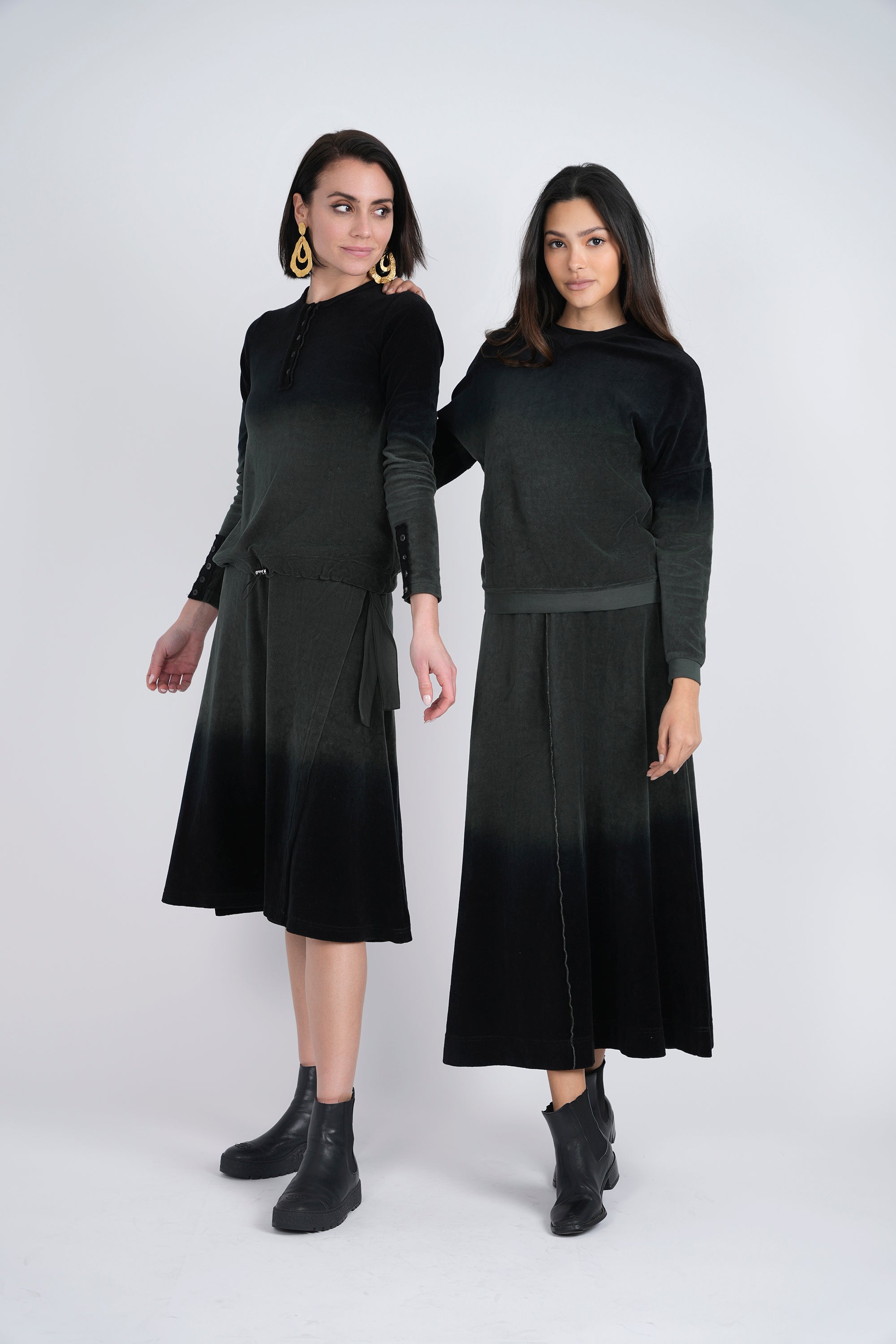 Short Wrap Velour Skirt in by Spades