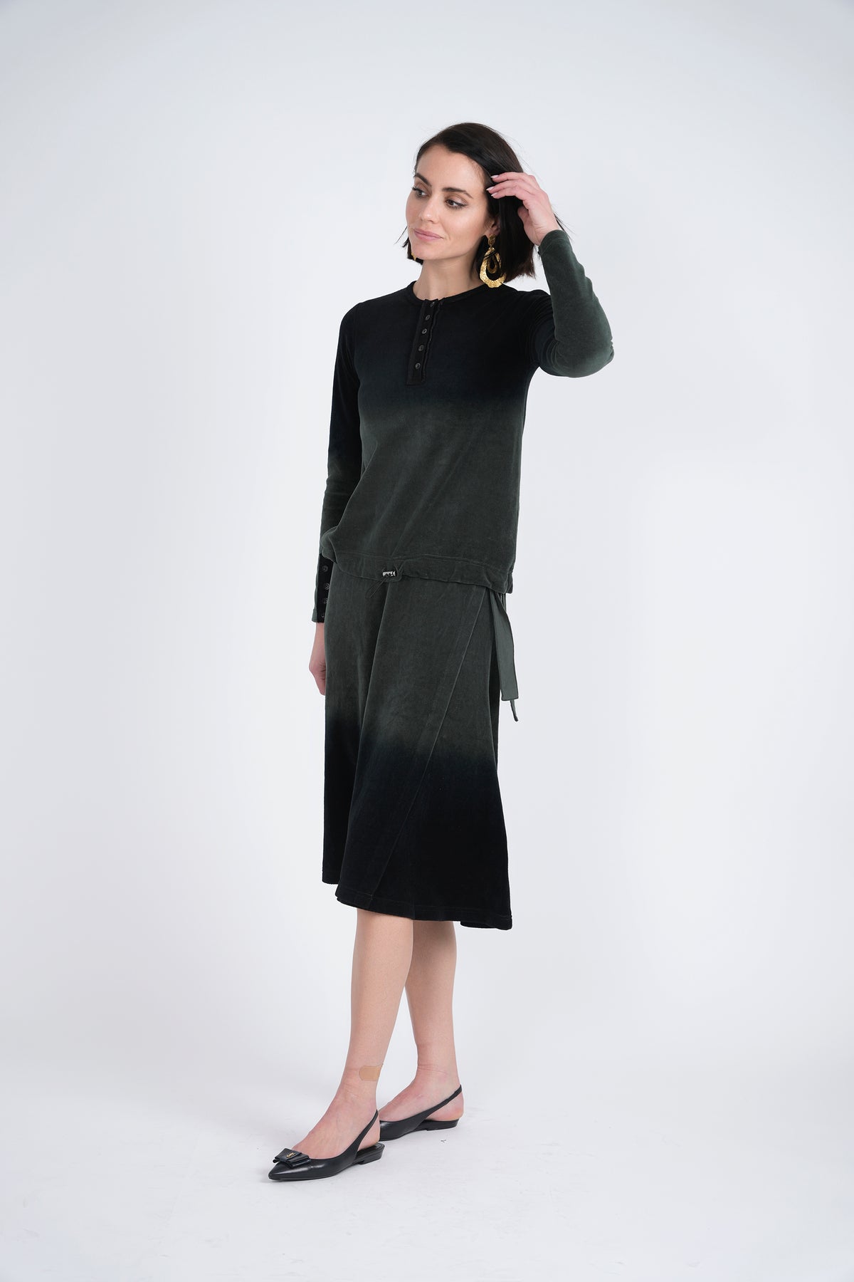 Short Wrap Velour Skirt in by Spades