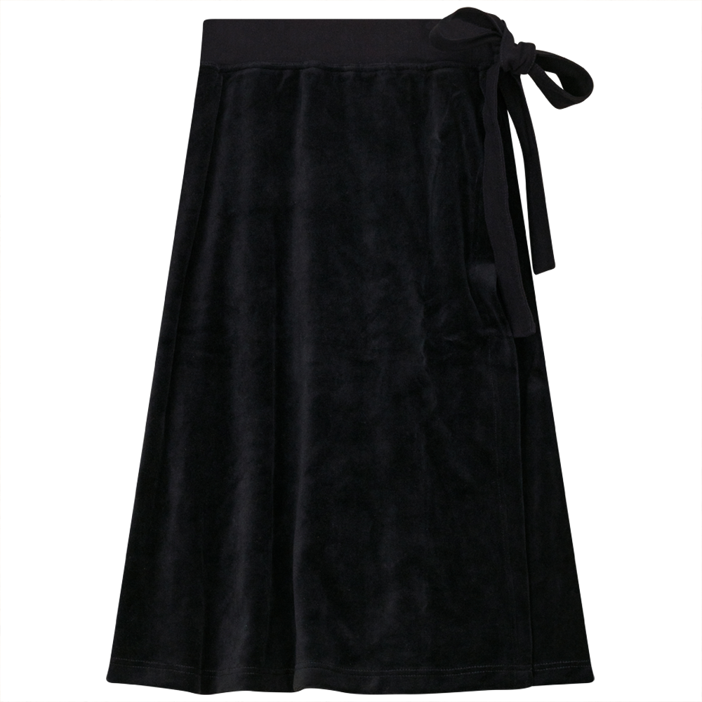 Short Wrap Velour Skirt in Black by Spades