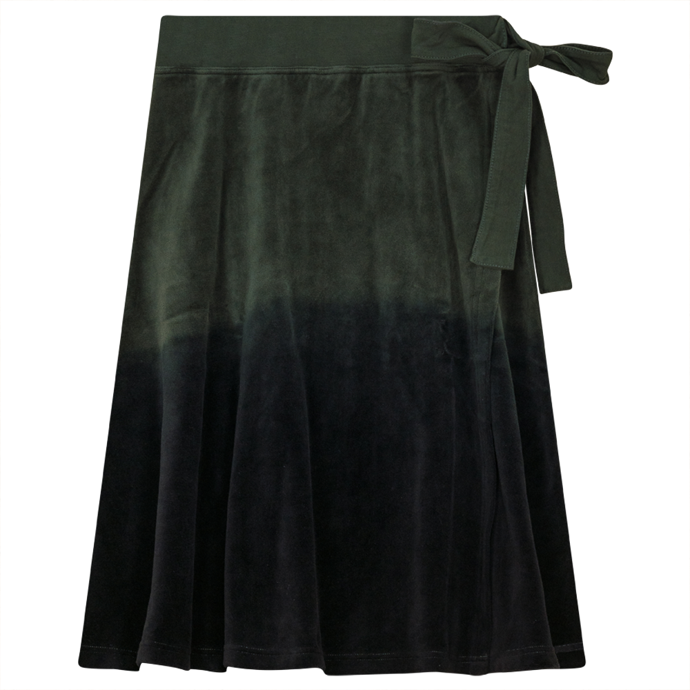 Short Wrap Velour Skirt in Dark Olive Black by Spades