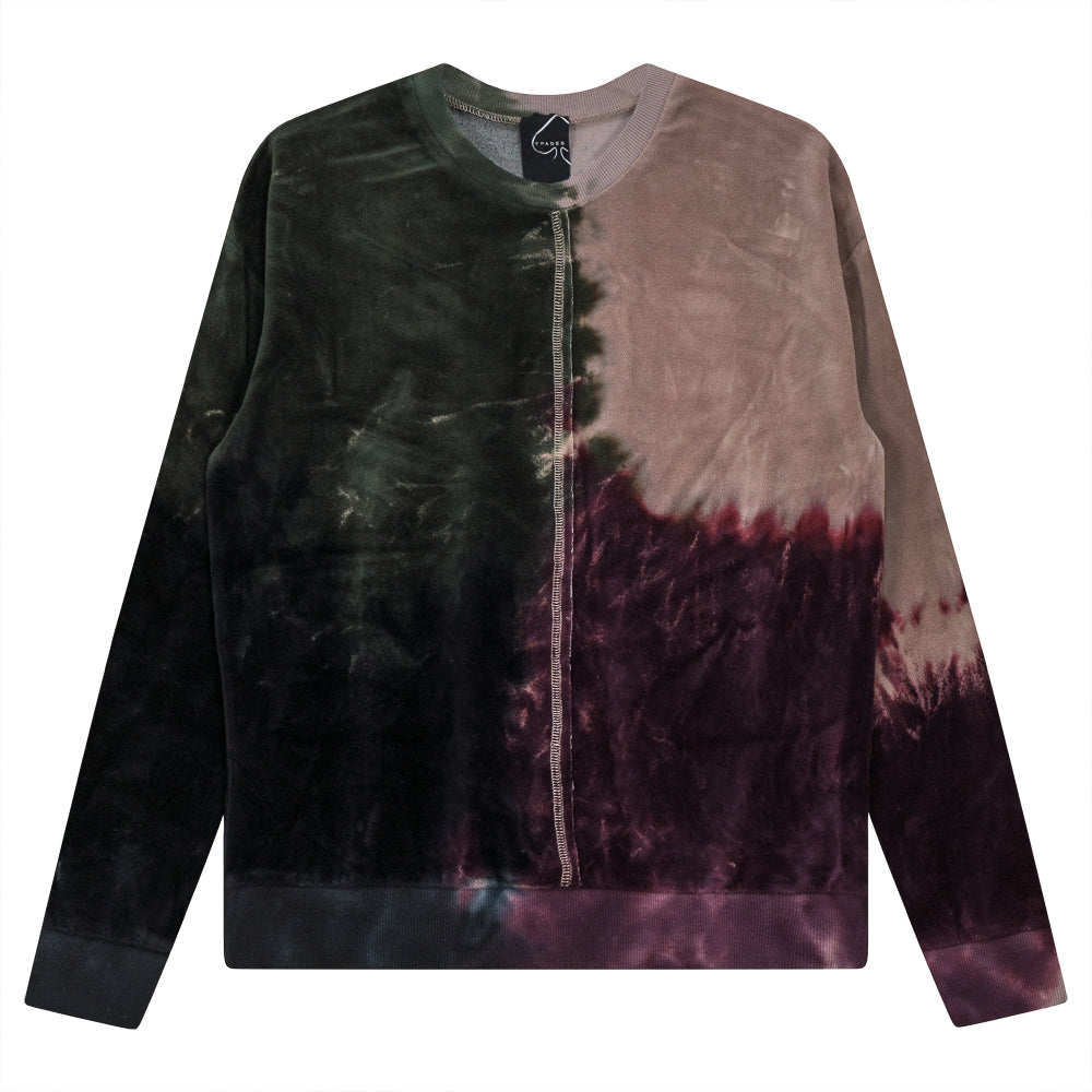 Tie Dye Splash Sweat Shirt in Black Dark Olive by Spades