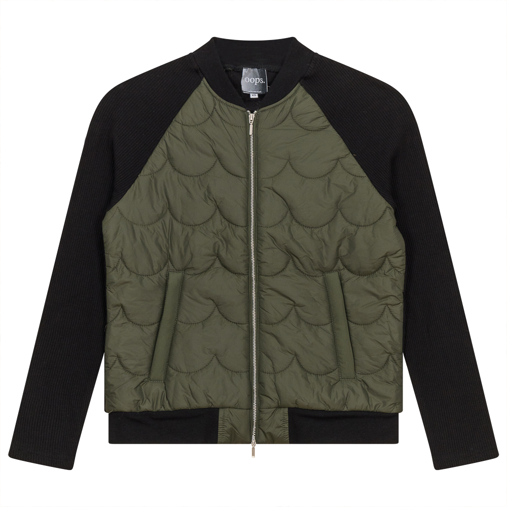 Jacket with Zipper in Dark Olive by Oops