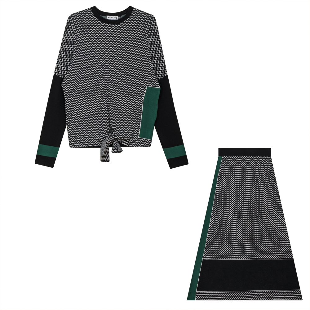 Textured Knit 2 PC Set in Black Hunter by Birt UK