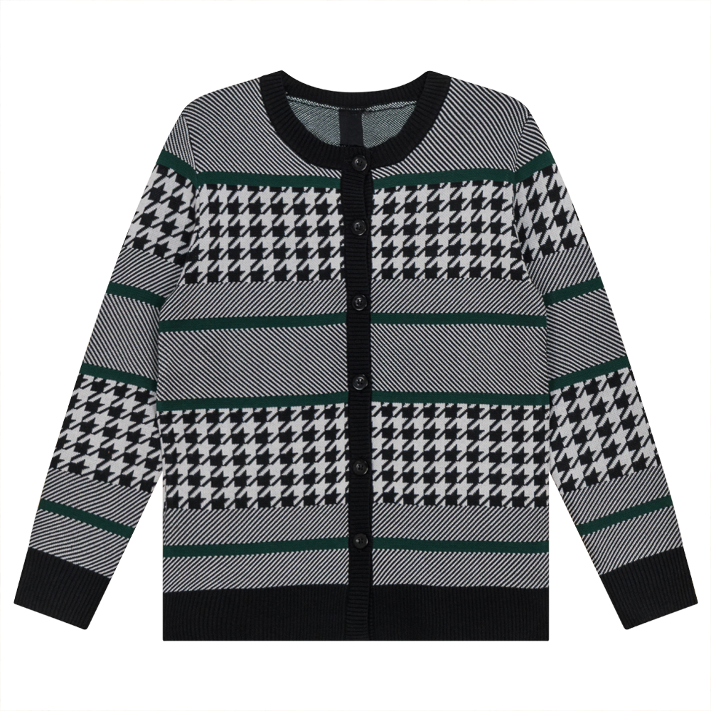 Cardigan en tricot à motif pied-de-poule - Main Image