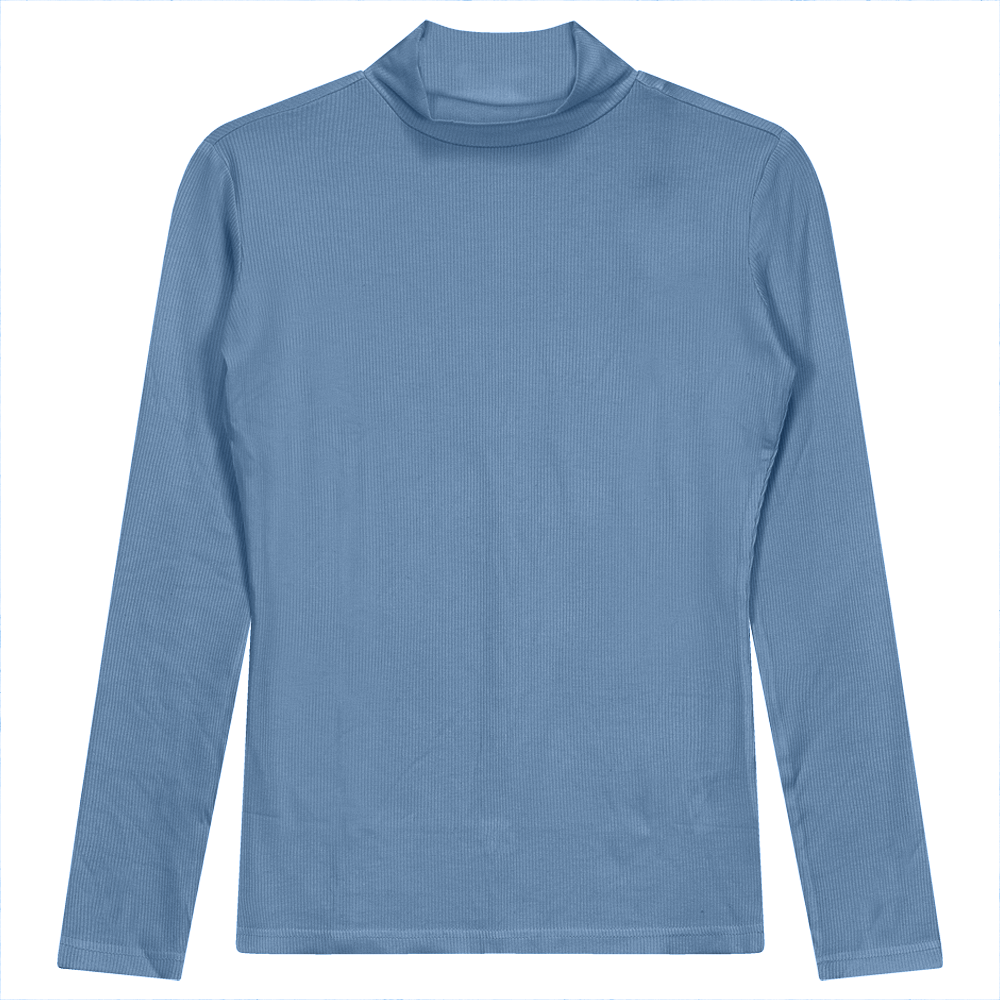 Mock Neck Layering Tee in Dusty Blue by Riff