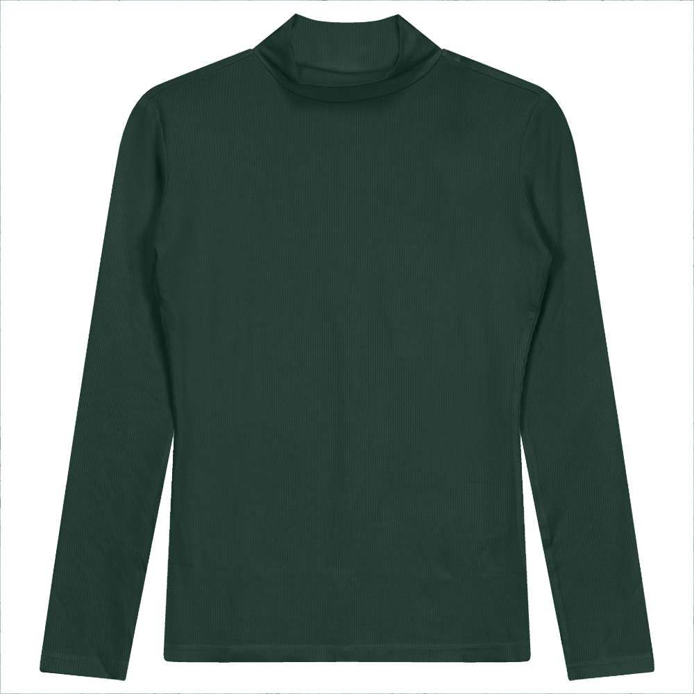 Mock Neck Layering Tee in Forest Green by Riff
