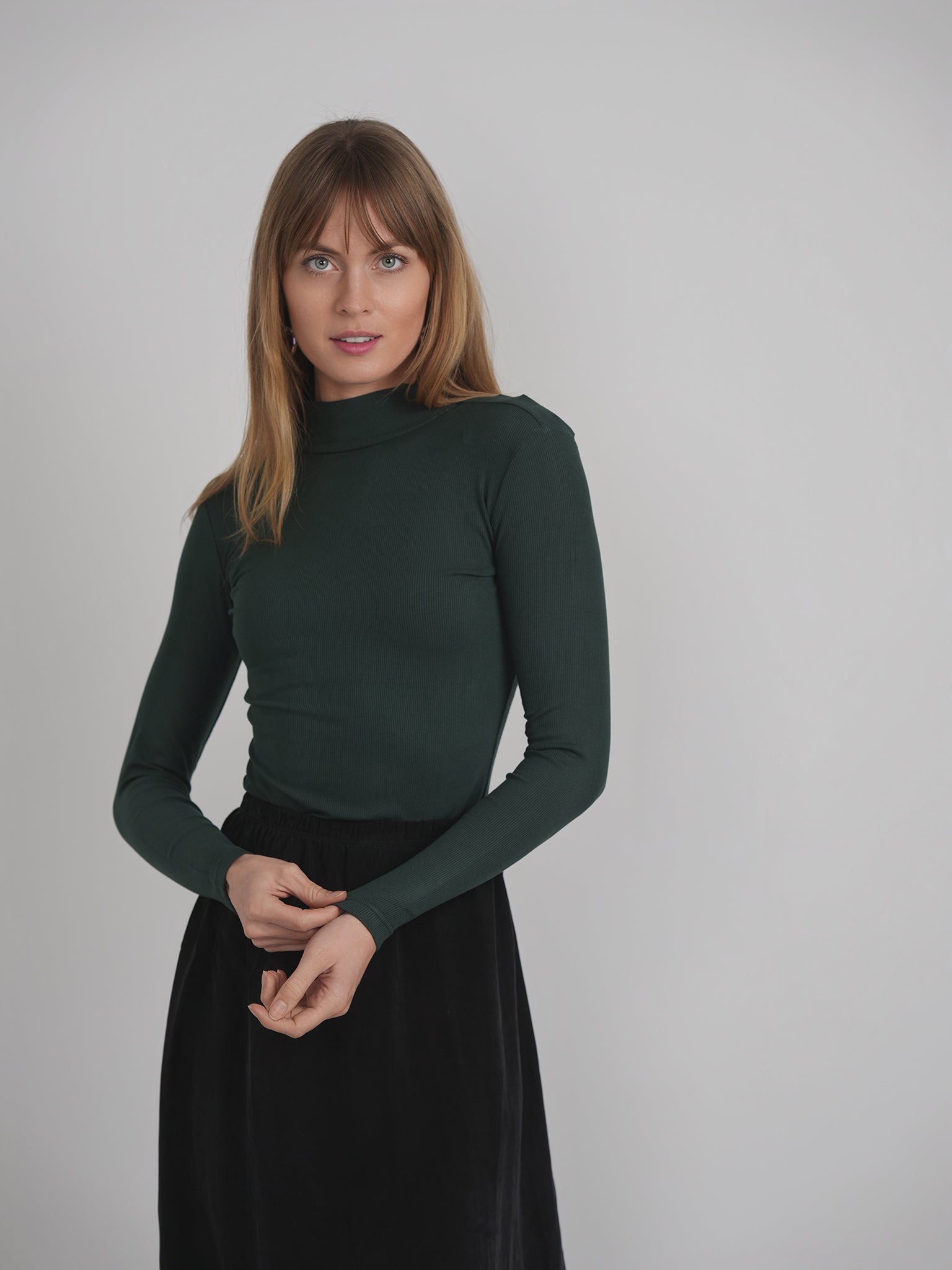 Mock Neck Layering Tee in by Riff