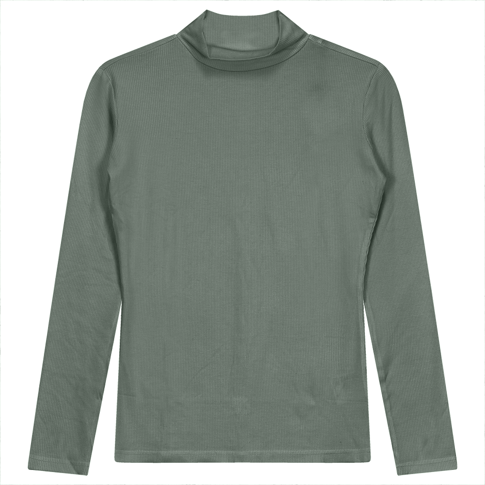 Mock Neck Layering Tee in Basil by Riff