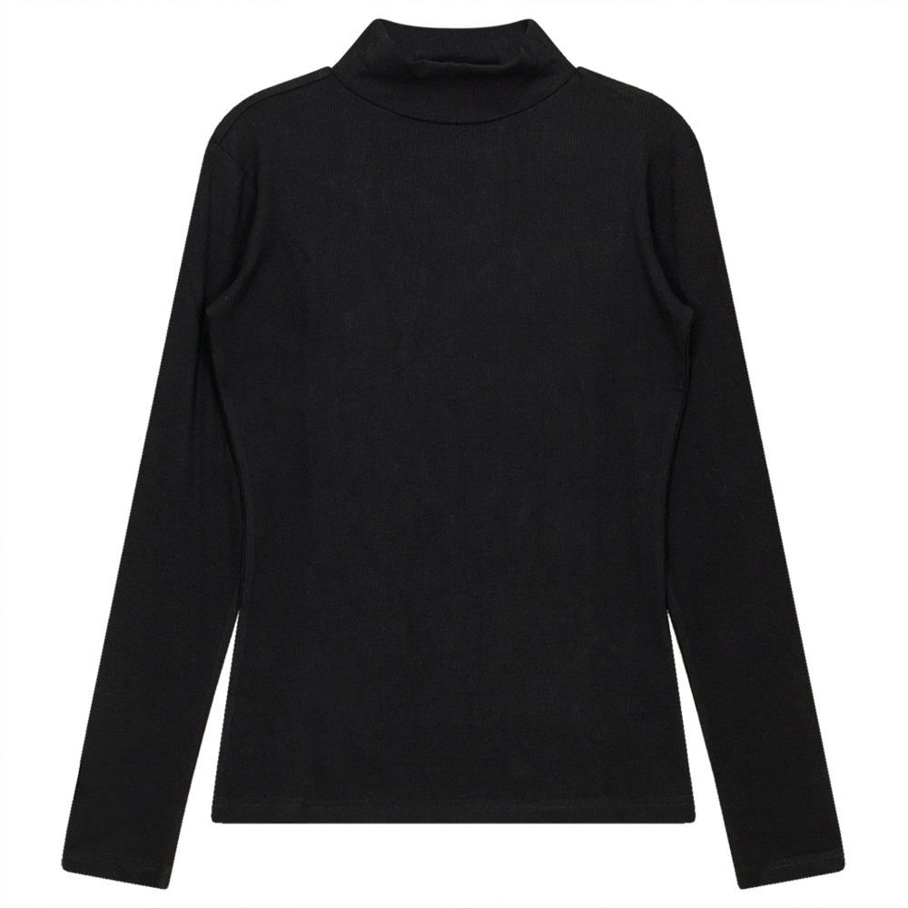 Mock Neck Layering Tee in Black by Riff