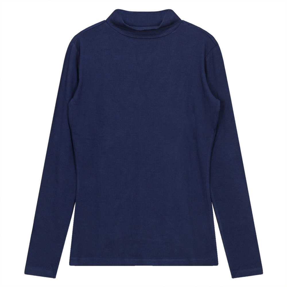 Mock Neck Layering Tee in Navy by Riff