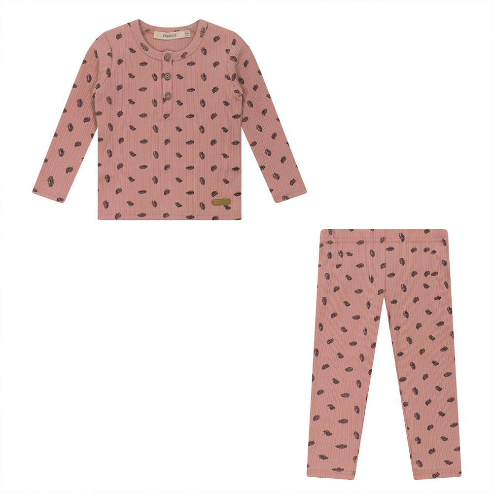 Feather Print 2Pc Set in Pink by Fragile