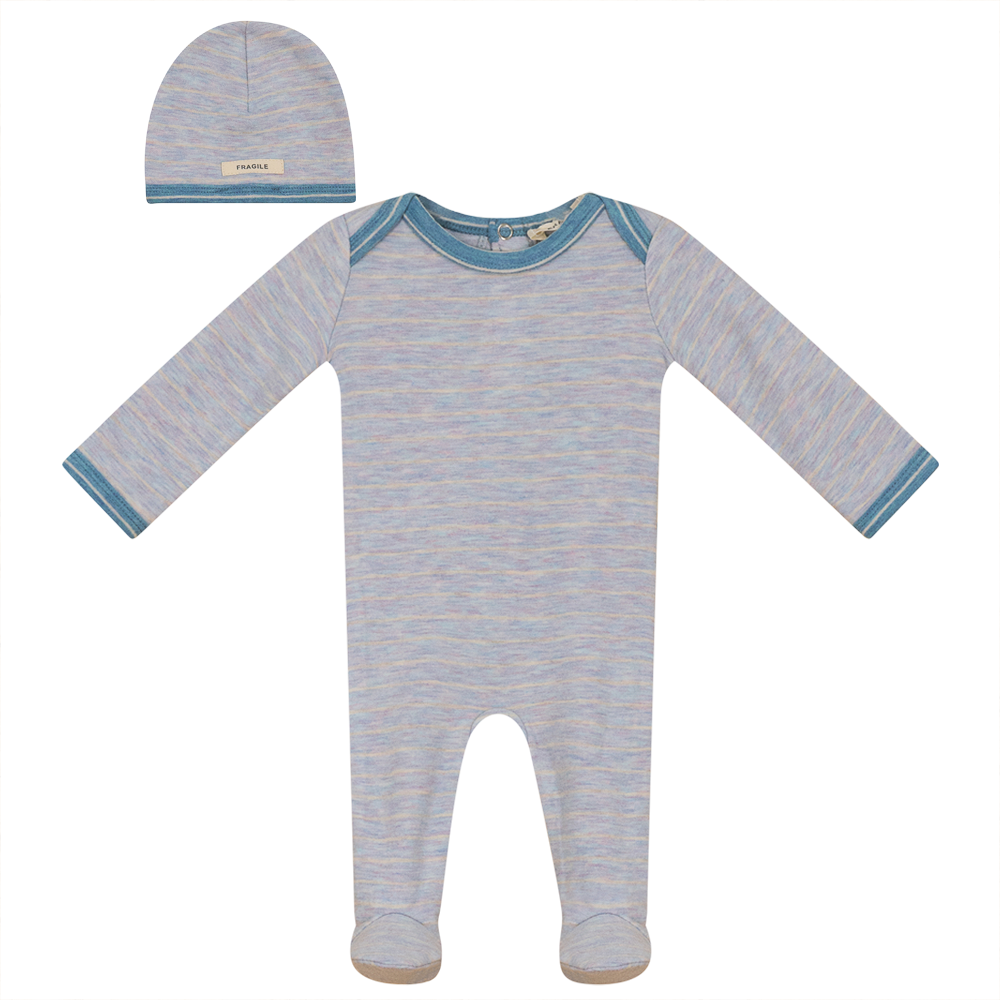 Knit Onesie with Hat in Ocean by Fragile