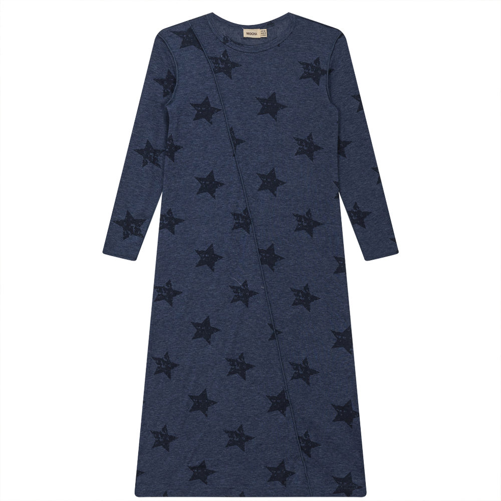 Distressed Stars Print Dress in Denim by Mocha
