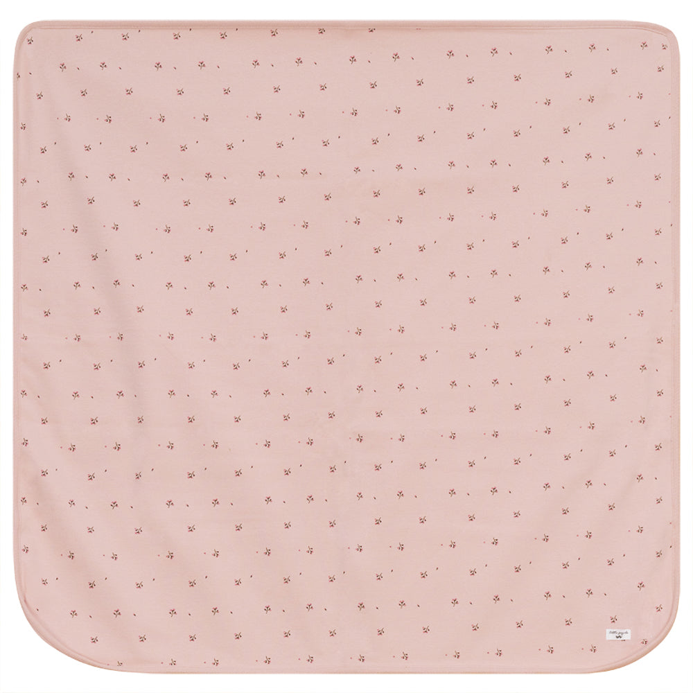 Flower Print Rib Blanket in Baby Pink One Size by Little Fragile