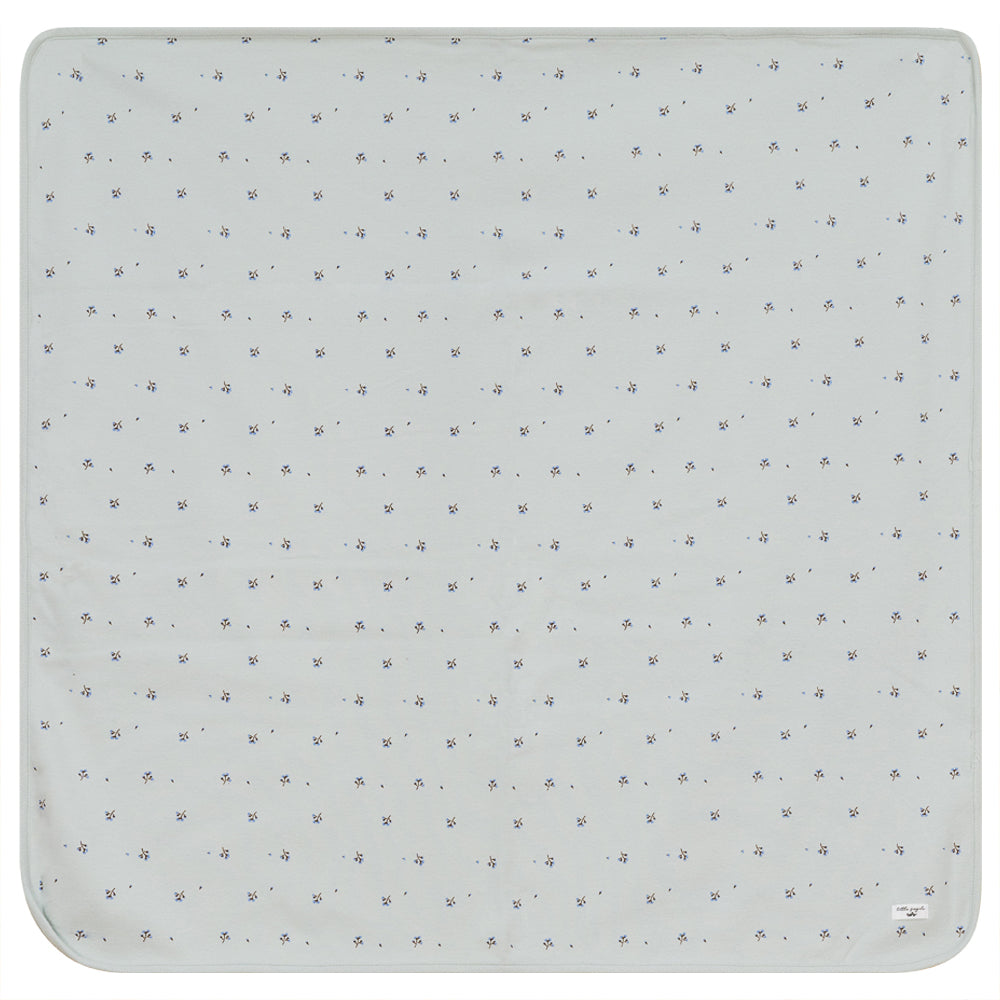 Flower Print Rib Blanket in Skylight One Size by Little Fragile