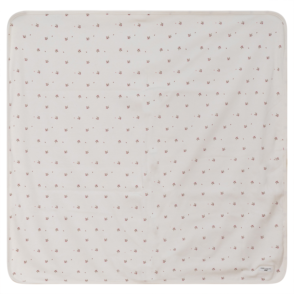 Flower Print Rib Blanket in Off White One Size by Little Fragile
