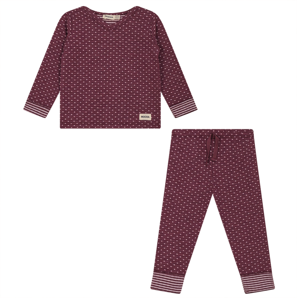 Dot Print 2 piece Set in Burgundy by Mocha