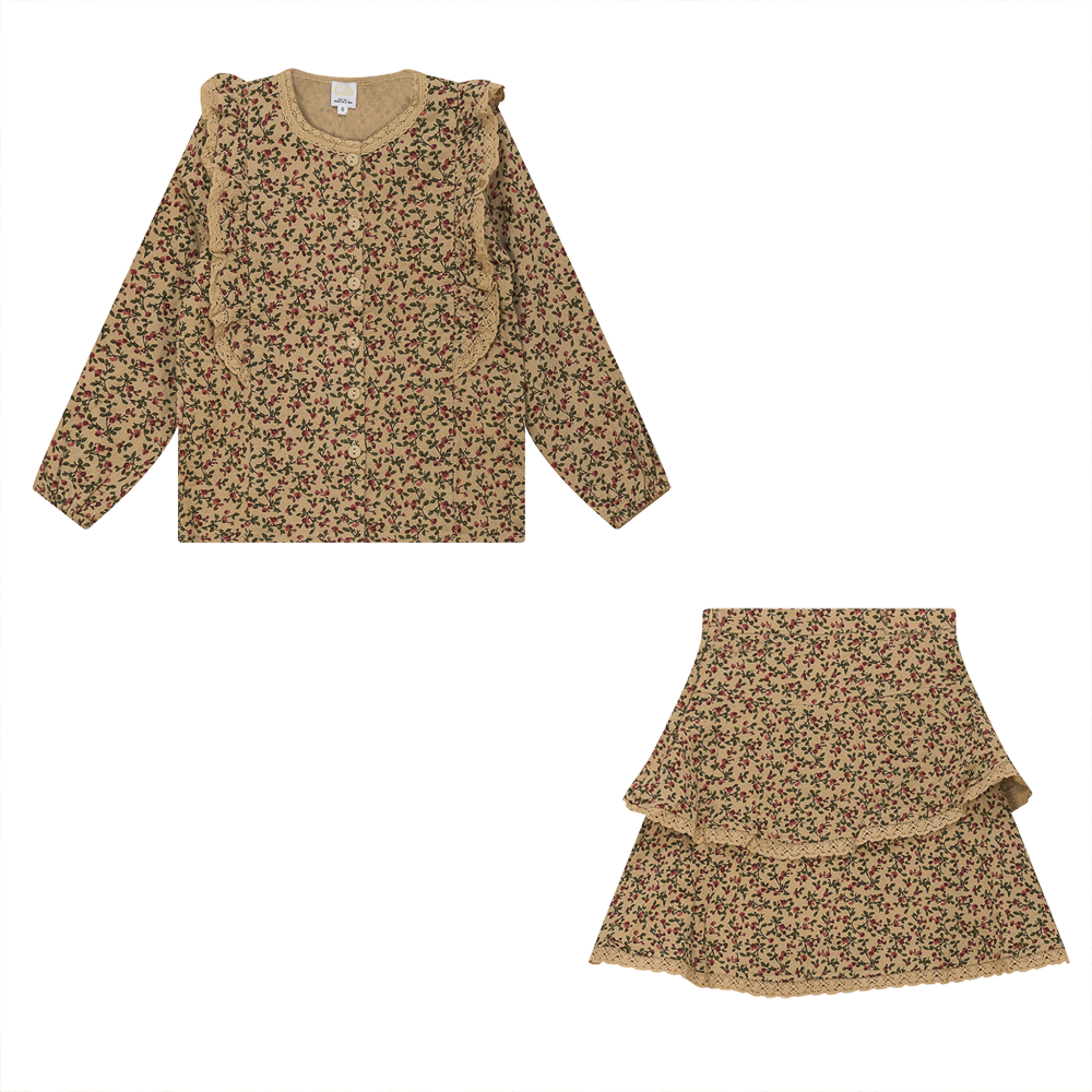 Cotton Woven Top and Skirt in Sandstorm by Clô