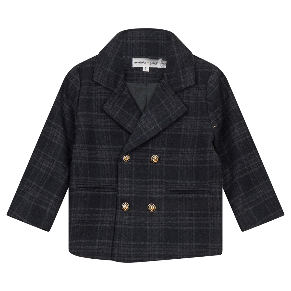 Woven Plaid Jacket in Black by Charlotte & George