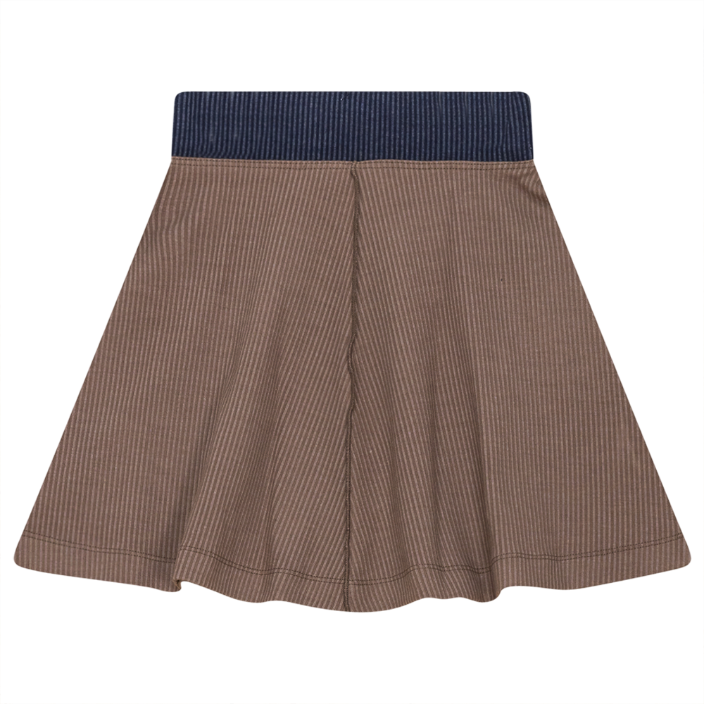 Ribbed Flare Skirt in Cocoa by FYI