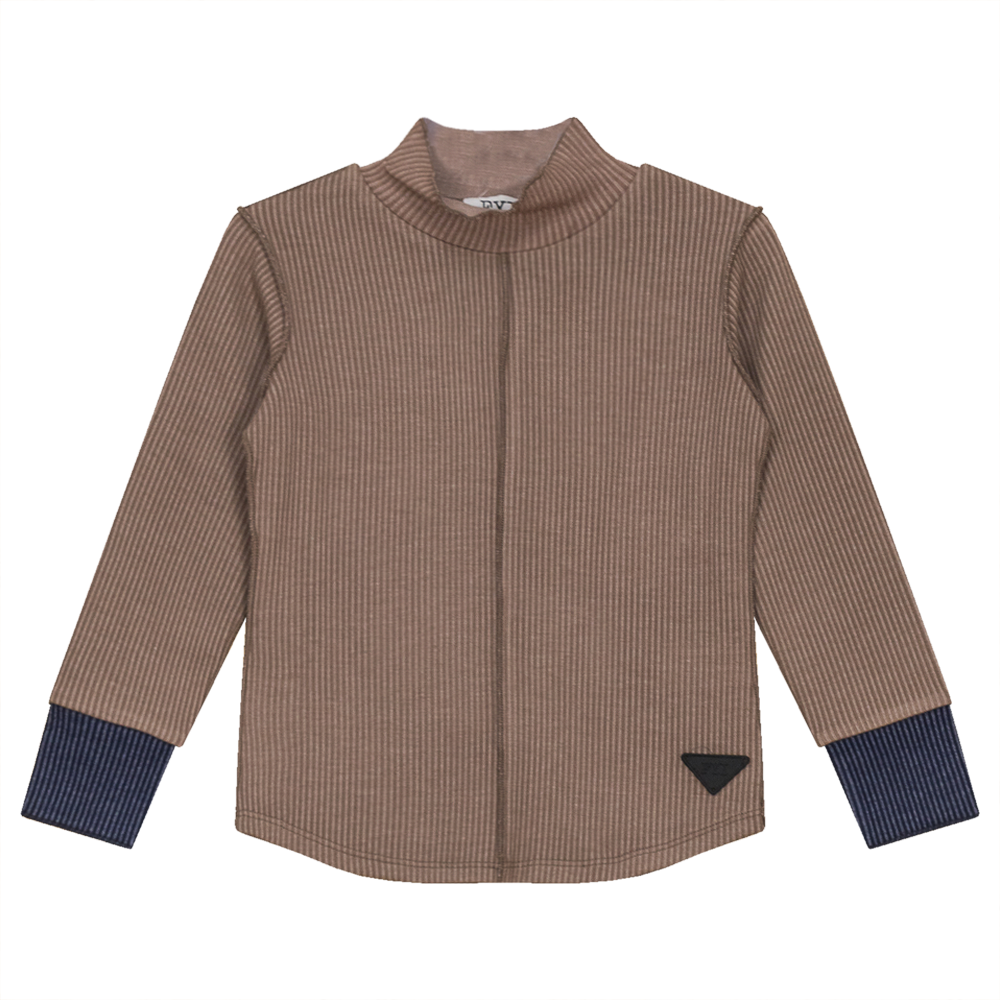 Ribbed Top with Contrast Cuff in Cocoa by FYI