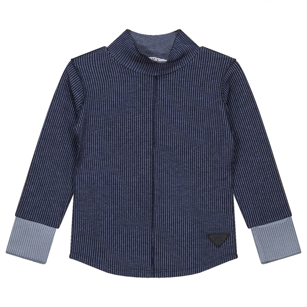 Ribbed Top with Contrast Cuff in Navy by FYI