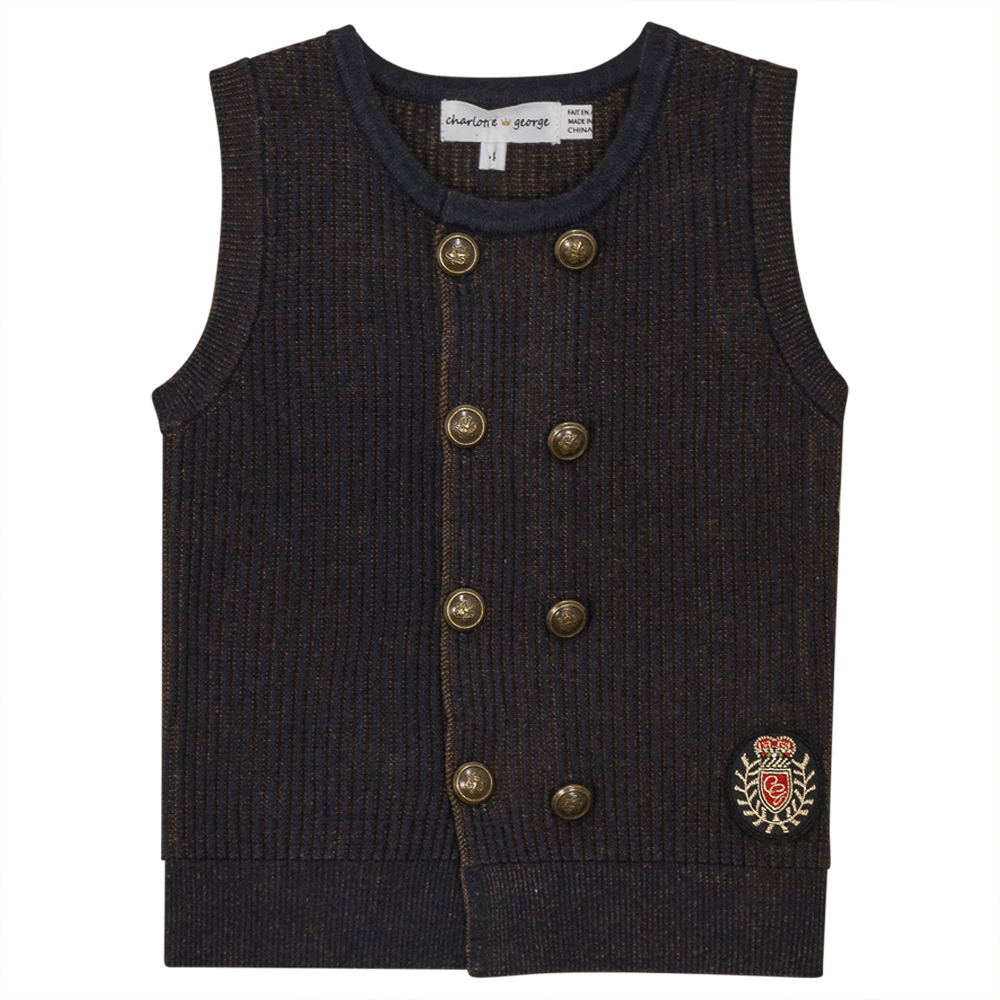 Crest Rib Knit Vest in Blue by Charlotte & George