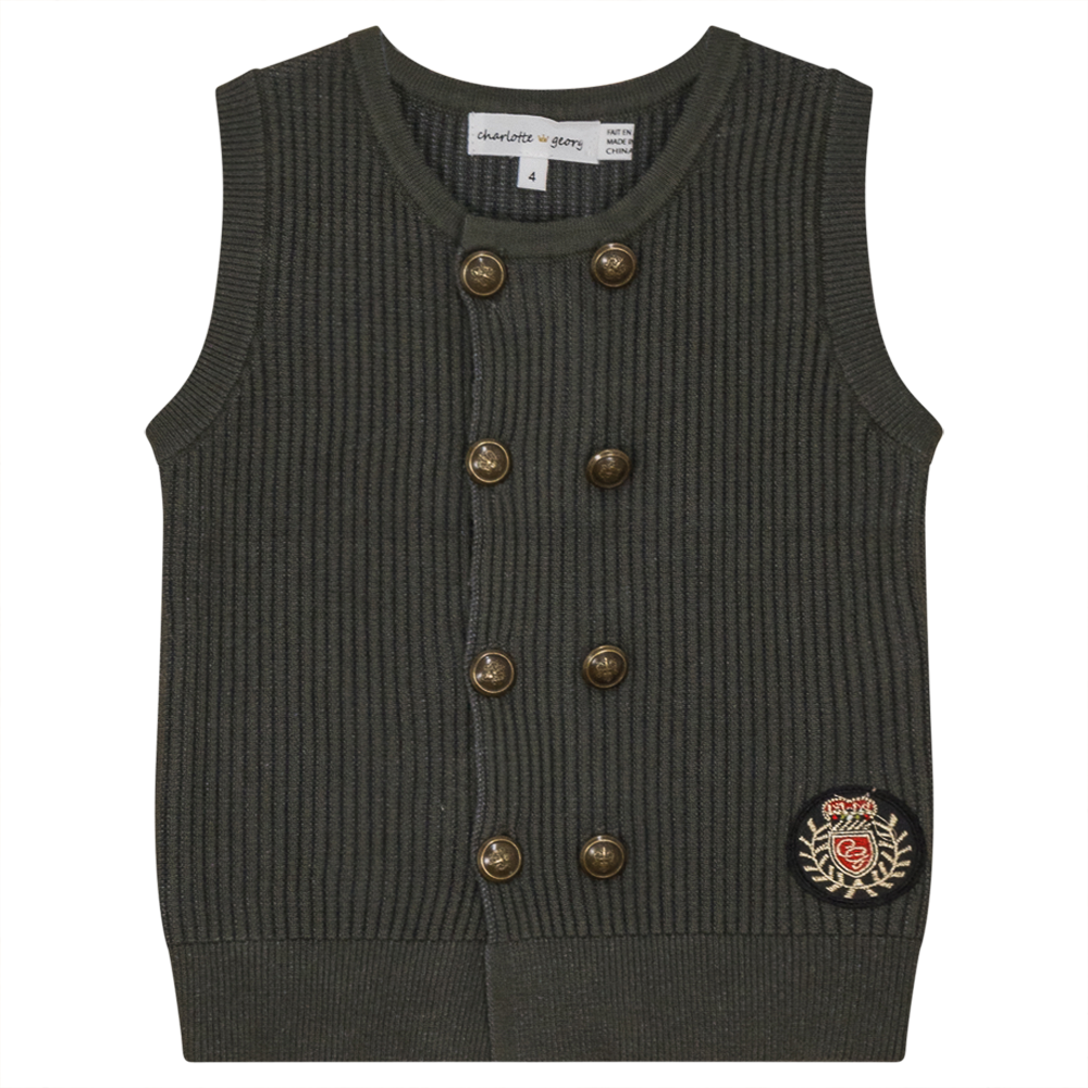 Crest Rib Knit Vest in Olive by Charlotte & George