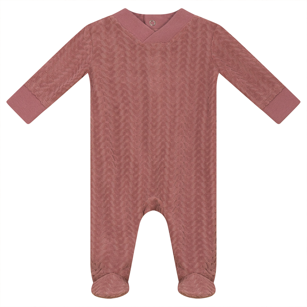V-Neck Velour Onesie in Mauve by Mocha
