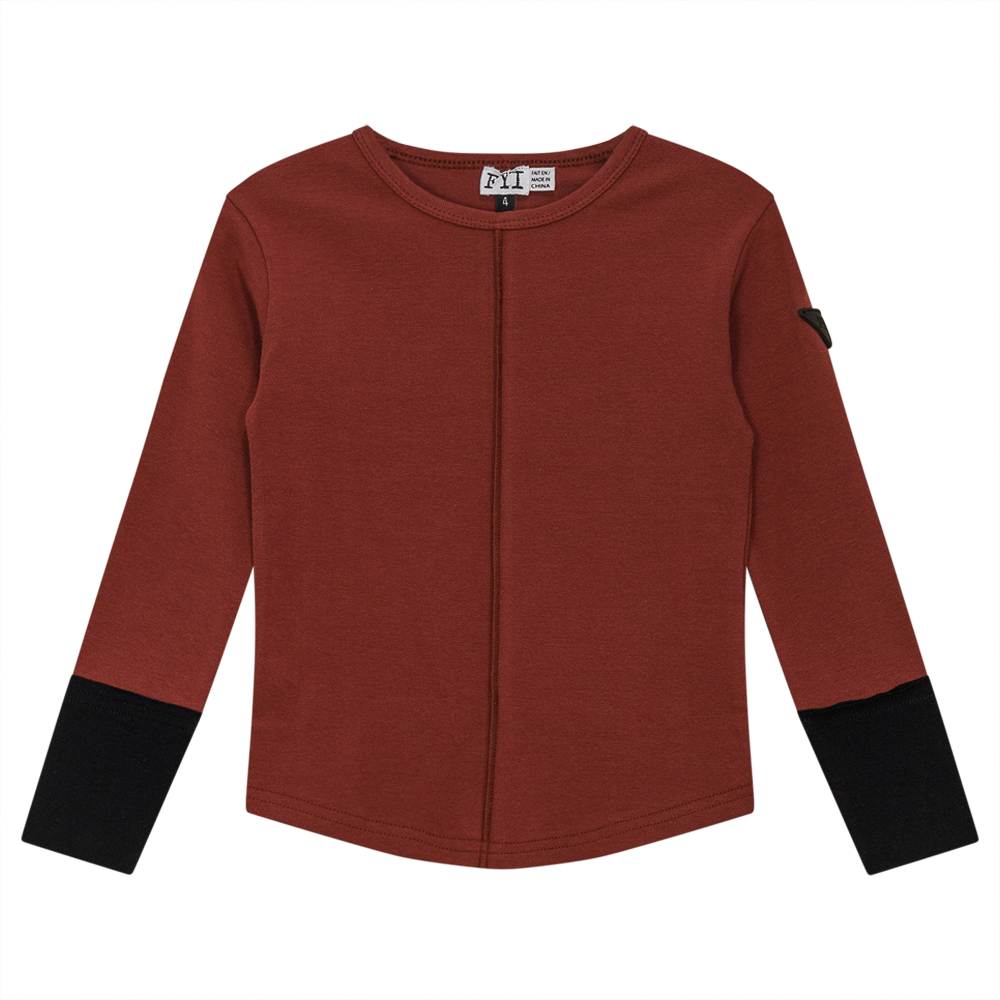 Contrast Cuffs Rib Top in Light Cabernet by FYI