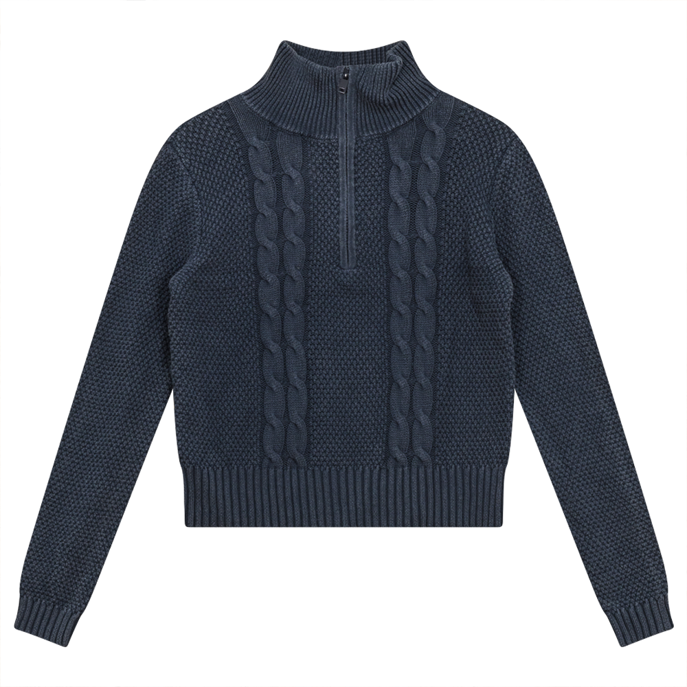 Cable Knit Crew Neck in Washed Black by Ginger