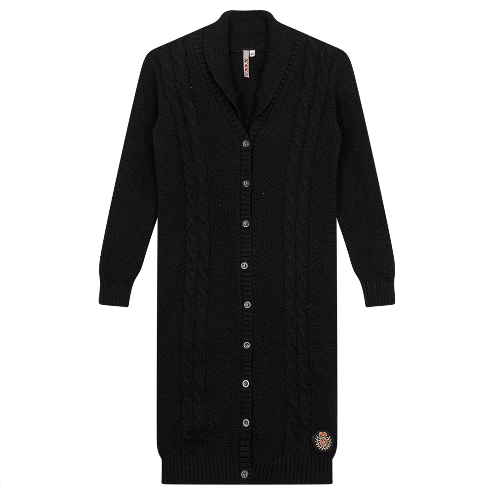 Cable Knit Long Cardigan in Black by Ginger