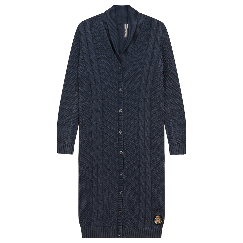 Cable Knit Long Cardigan in Washed Black by Ginger